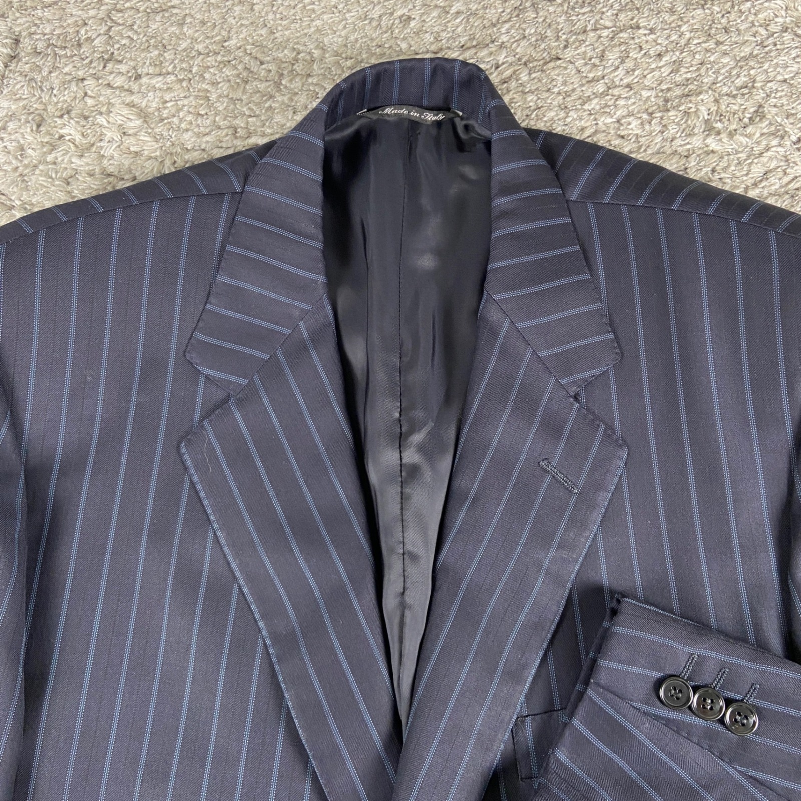 Canali Blazer Men 52r Blue Pinstripe Super 120s Wool Italy Holt Renfrew Jacket